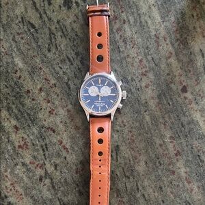 Timex Waterbury Silver Case with Tan Leather Strap